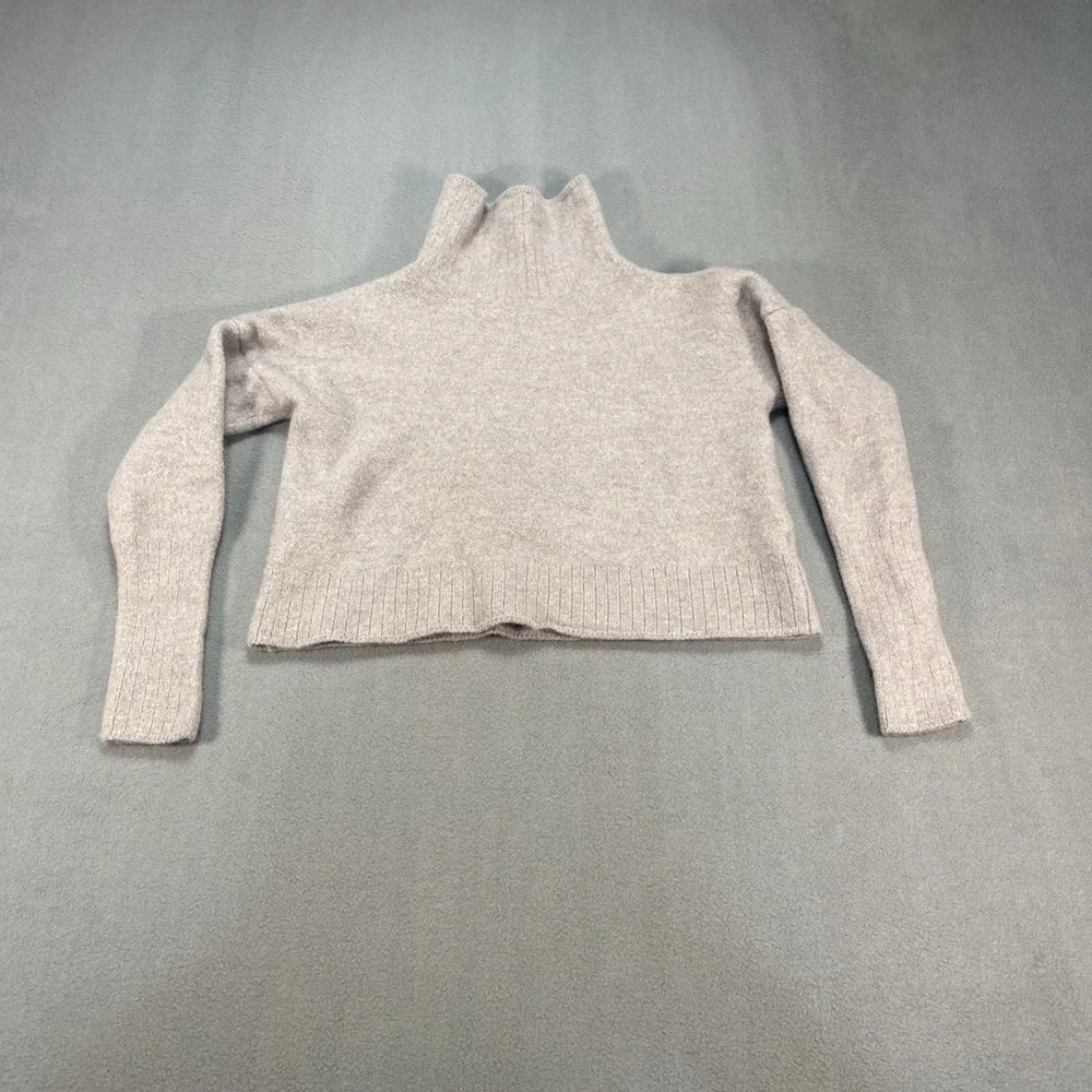 Rachel Zoe Women's Small Cropped Turtleneck Sweater 100% Extrafine Merino Wool